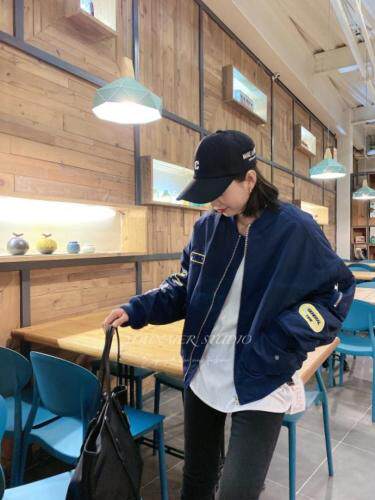 潮牌刺绣棉夹克，女装，悠奈尔