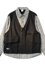 8XL-M假两件衬衫男美拉德日系复古新中式坎肩马甲马夹CS508TP68，男装衬衫，电商D206-1