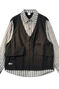 8XL-M 假两件衬衫男美拉德日系复古新中式坎肩马甲马夹CS508TP68图片