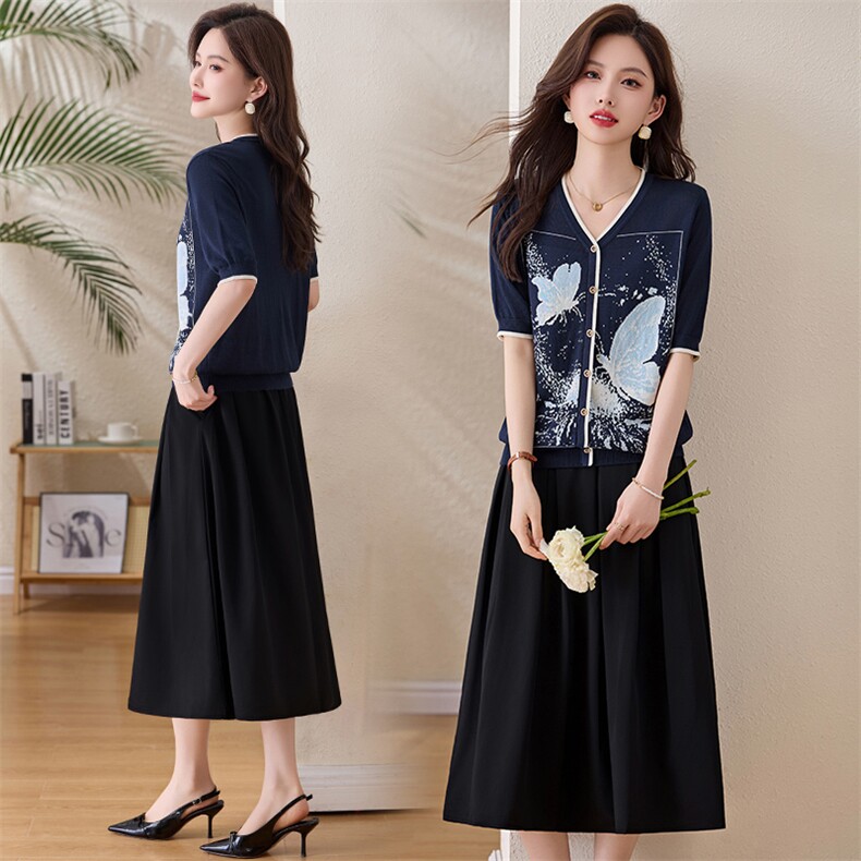 欣贝拉春夏装新款轻熟风2026年春季女两件套针织裙子【现货】，女装套装/套裙，欣贝拉