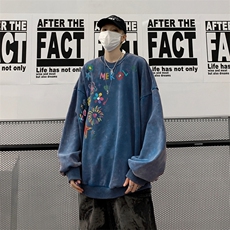 美式潮牌重磅水洗做旧圆领卫衣力推大码男XZ517A-BK5555-P58，男装卫衣，星座517A