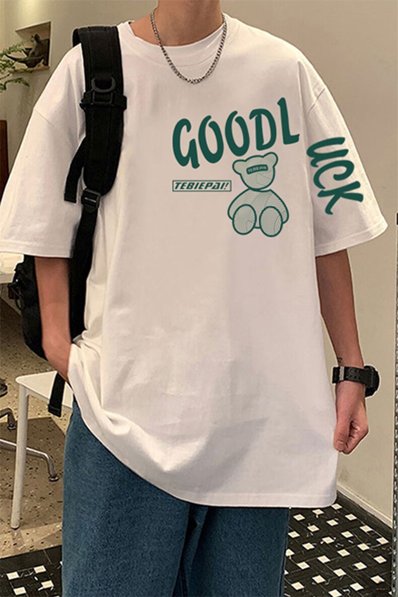T673P26夏季新品港风高街美式短袖T恤宽松ins重磅纯棉体恤,男装T恤,星座304A