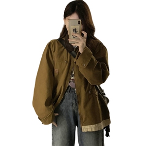 A401-P100 复古底特律夹克男女春秋冬翻领工装外套2025春季新款图片