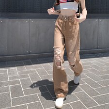 218-1-P50-CK1698新款时尚宽松破洞休闲裤，男装休闲裤，四季星座218-1