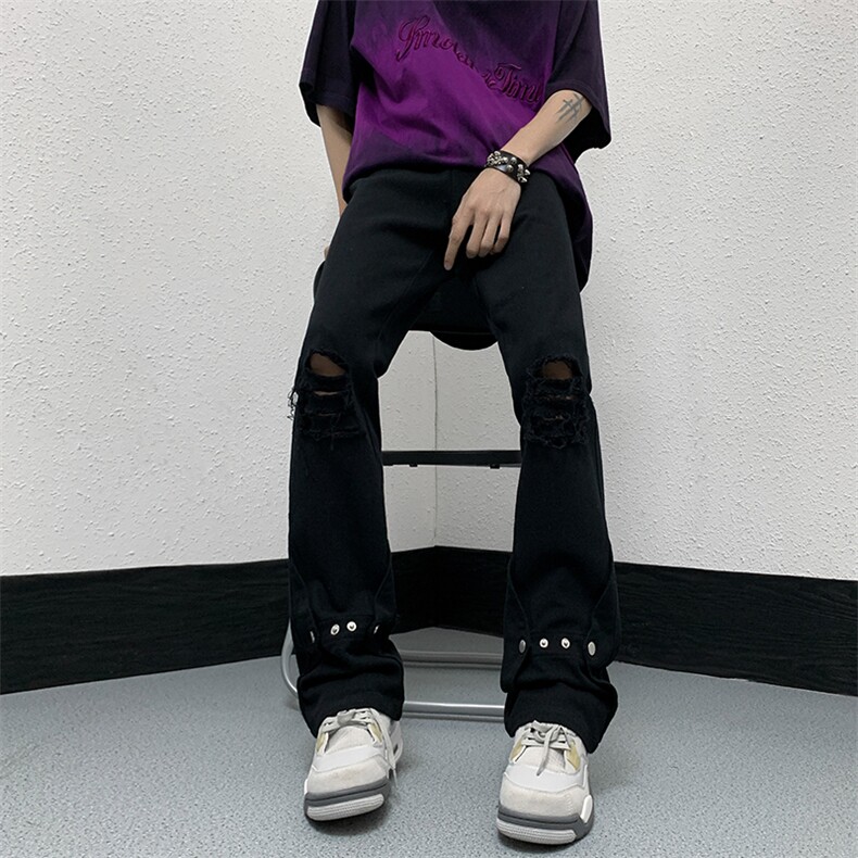 夏季美式高街破洞铆钉牛仔裤货号K750P60,男装牛仔裤,电商A063
