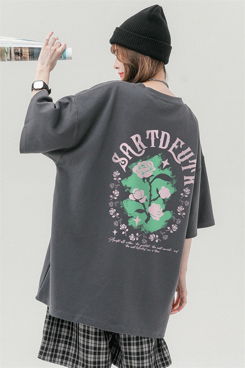 中性24夏款时尚字母后背大印花短袖T恤T61132P25控38,男装T恤,电商A268