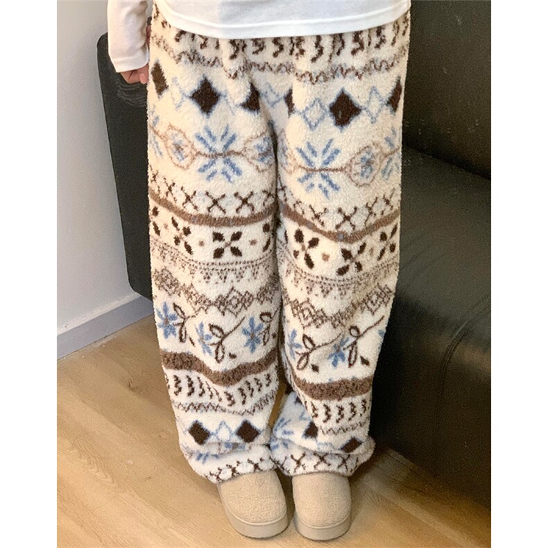 重磅500克珊瑚绒均码情侣小个子费尔岛加厚休闲裤610A-1LY006-P35，男装休闲裤，星座610A-1