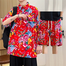 TZP风东北大花汉服套装polo衫短裤大码花TEE套装团队服休闲装，男装牛仔裤，星座115A(原星座507）
