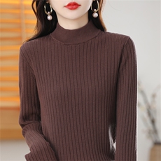 时尚百搭半高领针织衫修身显瘦纯棉毛衣舒适保暖女士打底衫，女装针织衫/毛衣，斯美雅电商供货