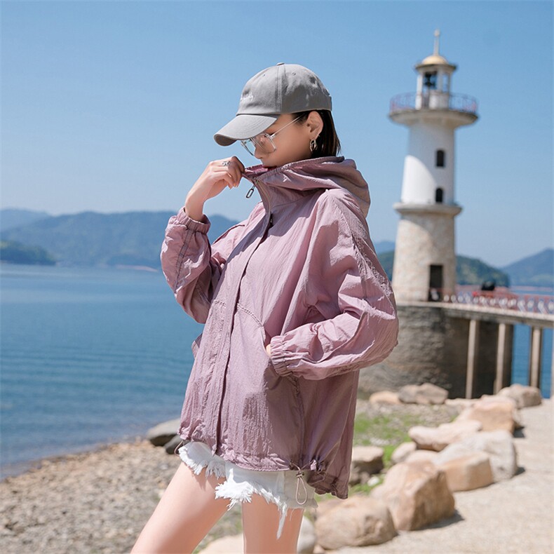 豆沙色防晒衣女夏季2023新款高级感透气防紫外线轻薄款防晒服外套,女装防晒衣,可可小西