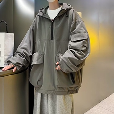 日系机能风工装夹克春秋季连帽冲锋衣ins宽松卫衣外套男WY899-P48，男装夹克，星座1008-1