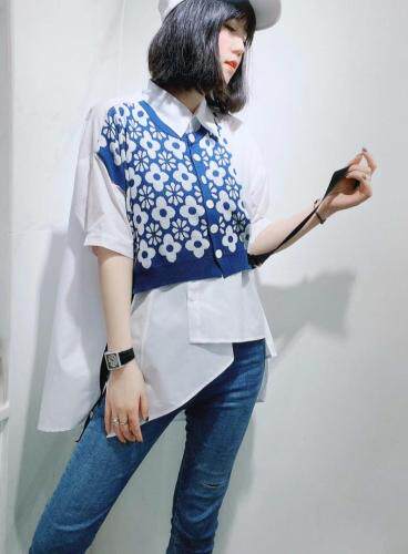 欧版亚麻拼接假两件，女装，芭娜美纳