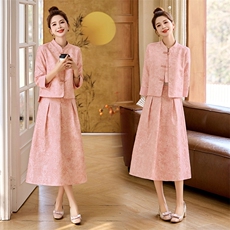 新中式国风套装裙2025春季新款时尚高级感气质唐装半身裙两件套女，女装套装/套裙，罗得堡
