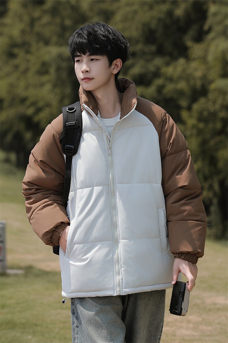 外景山系港风冬款拼色宽松休闲立领棉服A247-MY8891特批65控98,男装棉衣,电商A247