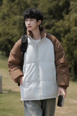 外景山系港风冬款拼色宽松休闲立领棉服A247-MY8891特批65控98，男装棉衣，电商A247