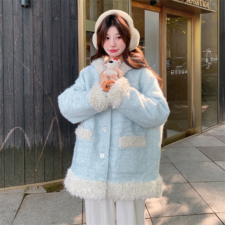 现货毛呢拼接羊羔毛夹棉加厚外套2025冬新款303-N6866-P175-K258,女装毛呢外套,宁宁家