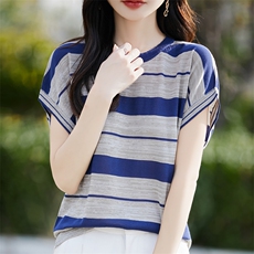 夏季新款简约莱赛尔天丝短袖女宽松百搭显瘦时尚休闲上衣，女装T恤，斯美雅电商供货