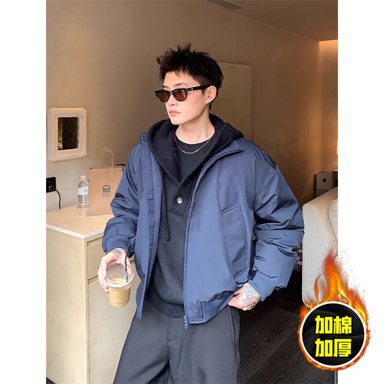 现货冬季美拉德立领飞行夹克廓形高街棒球服加棉加厚棉衣外套,男装夹克,电商A443
