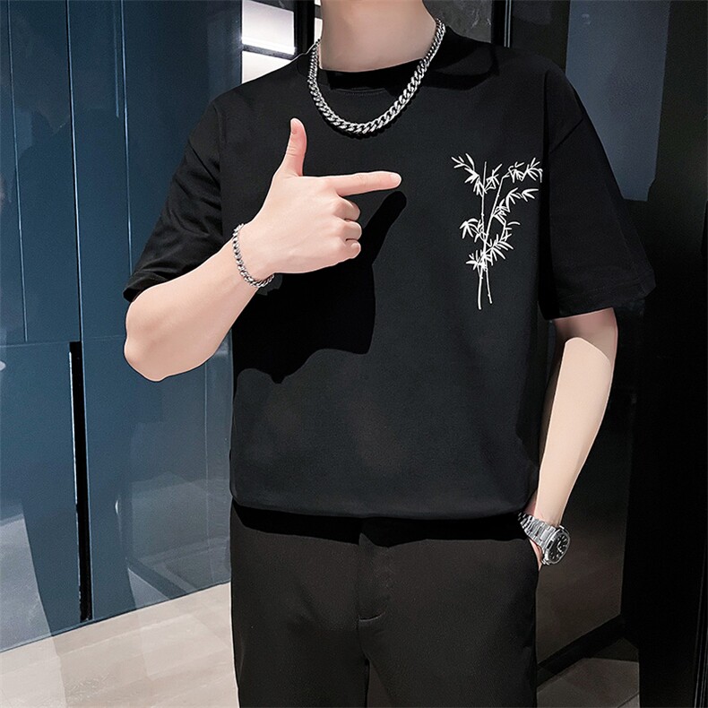 精神小伙夏季男士新款短袖T恤2024纯棉半袖印花体恤男,男装T恤,电商C208
