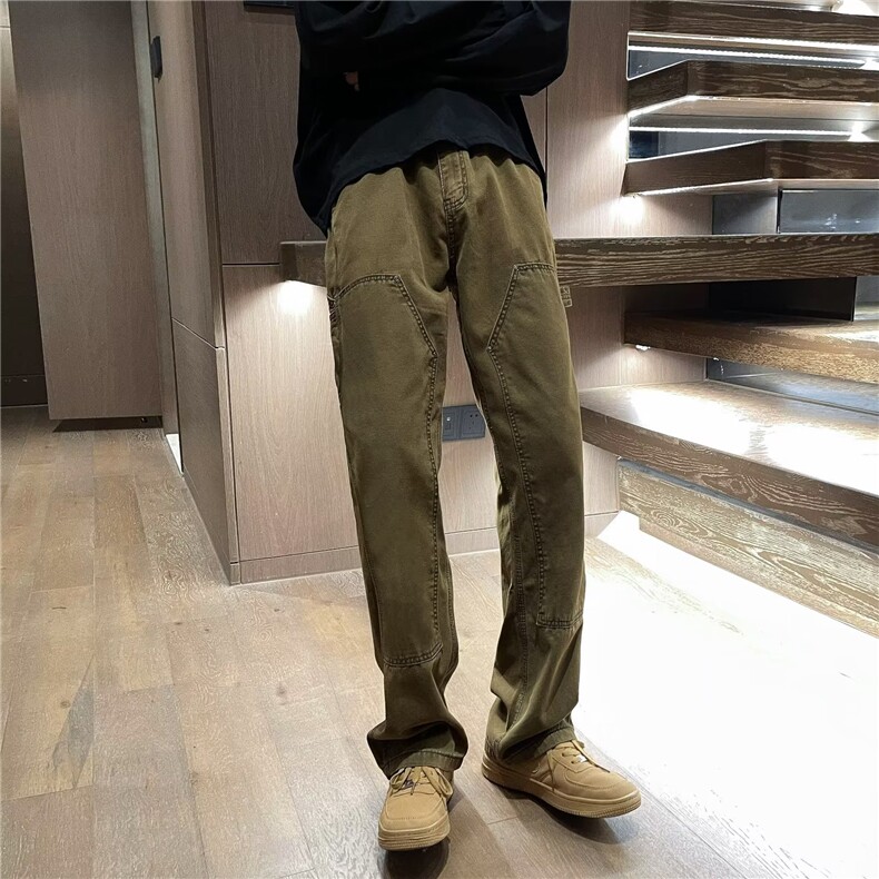 美式高街风复古牛仔裤男黑色拉链宽松直筒阔腿工装长裤GZ29-P50,男装牛仔裤,星座1109-3