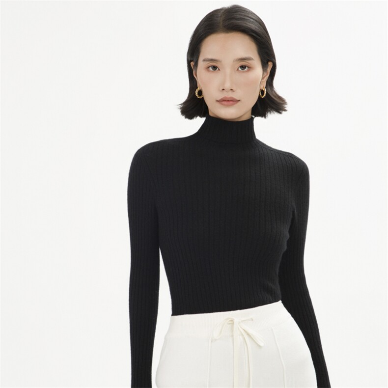 2024年秋冬新款女金丝轻松穿出高级感一线成衣修身打底衫百搭通勤,女装羊绒衫,巾兮羊绒