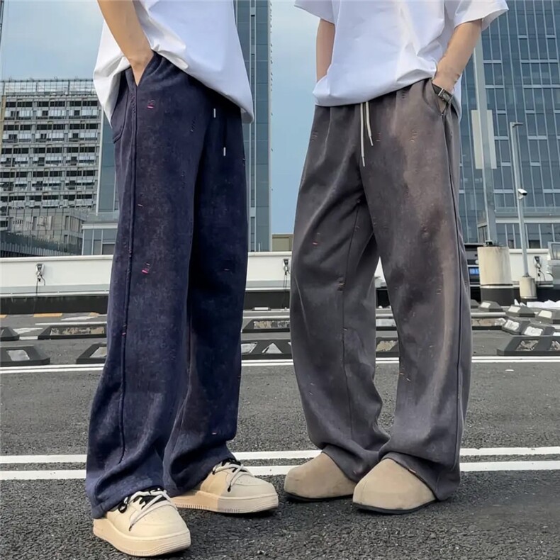 1506/QA480/P50秋冬季新款痞帅垂感运动裤美式潮流破洞休闲裤男,女装休闲裤,星座1506