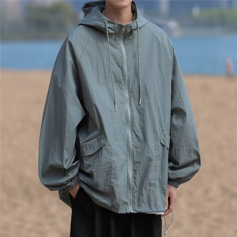 夏季防晒衣男韩版潮流连帽纯色帅气2023新款百搭ins外套W4789-P38,男装防晒衣,星座412-2