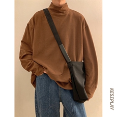 HD1438-TP35-控价48仿德绒卫衣加绒加厚纯色打底半高领T恤男，男装卫衣，电商A102-1