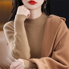 配大衣2025秋冬季内搭修身保暖毛衣女纯色针织衫超显瘦百搭打底衫，女装针织衫/毛衣，暖姿羊绒