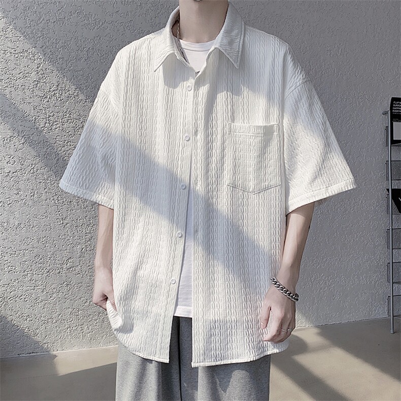 特批P33无差价夏季新款肌理感短袖衬衫男韩版休闲大码衬衣CD2243，男装衬衫，电商A001