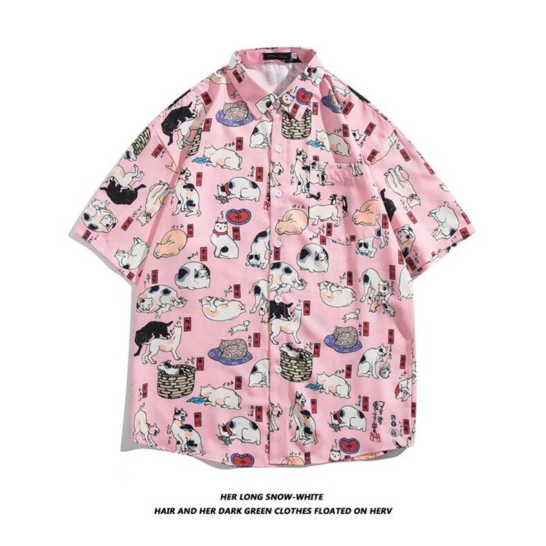 白底平铺短袖衬衫春款男港风潮流C1249P28图片