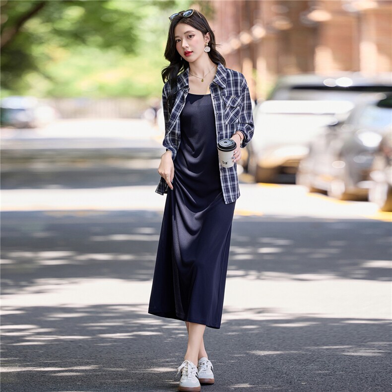 韩系衬衫吊带穿搭休闲套装裙女2025夏秋爆款气质显瘦时尚两件套潮,女装套装/套裙,魅影