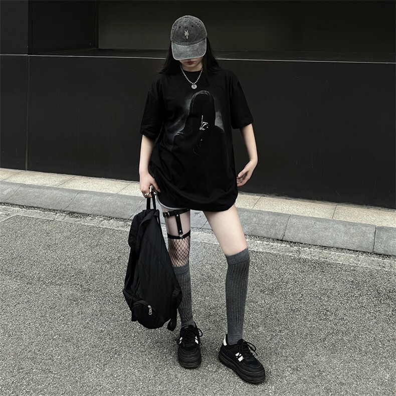 美式潮牌宽松嘘手势的黑衣人重磅270g纯棉短袖T恤情侣男女款TS007,男装T恤,星座210