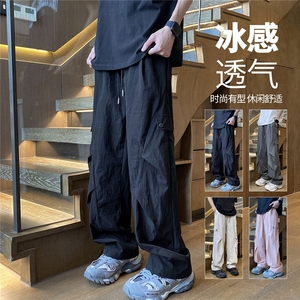 YK123 特P35 控58 港风图 夏季皱感轻薄透气大口袋潮流宽松休闲裤图片