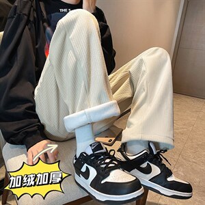冬装 加绒加厚雪尼尔灯芯绒高街拖地直筒裤子LK21198-P55 常规P50图片