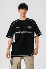 袖子内侧拼网眼透气设计印花大码M-5XL短袖T恤男DX78023P50控78，男装T恤，星座227-7