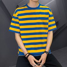潮牌夏季T恤男短袖条纹短袖T恤青少年T恤男DS719T，男装T恤，电商A102