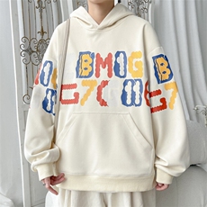2025春季新款旋律风车大码菠萝格印花卫衣M-5XHW24873-特P50，男装卫衣，电商A022