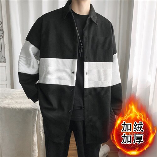 痞帅开衫外套盐系宽松潮牌学院风撞色针织情侣SY08-p45 加绒55图片