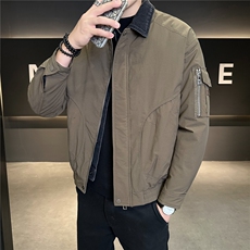 M-3XLB3533235P190黑色2025牛仔假两件翻领冬季男羽绒服外套，男装羽绒服，电商B353