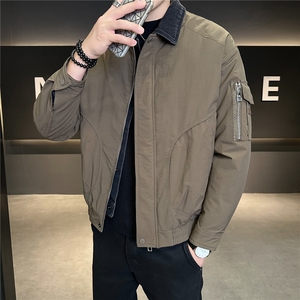 M-3XL B353 3235 P190 黑色2025牛仔假两件翻领冬季男羽绒服外套图片