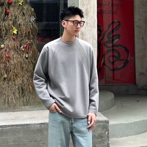 抖音得物品质26春装美式高街曼巴棉螺纹拼接卫衣圆领长袖T恤YT164图片