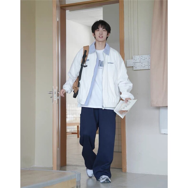美式假两件夹克男女2025春秋冬高街刺绣翻领外套潮牌复古工装上衣,男装夹克,星座1210-1
