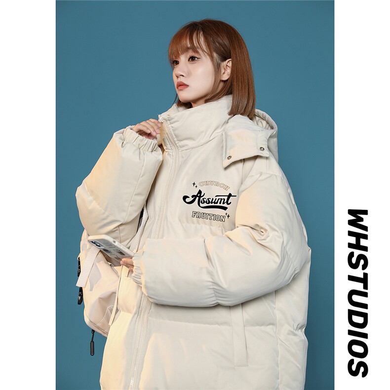 中性风22秋冬新品字母印花立领面包服连帽棉衣外套MY206P115控158，男装棉衣，A247A