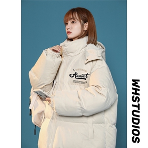 中性风22秋冬新品字母印花立领面包服连帽棉衣外套MY206P115控158图片