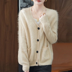 新款纯色长袖针织开衫单排扣时尚百搭,女装针织衫/毛衣,浩晟纯山羊绒,清河羊绒市场 新款纯色长袖针织开衫单排扣时尚百搭,女装针织衫/毛衣,浩晟纯山羊绒,清河羊绒市场