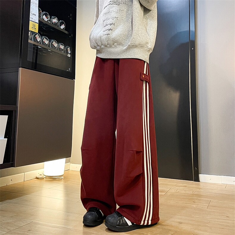 8XL-M奥粒绒加绒休闲裤男三条杠条纹运动裤宽松卫裤K9121P58控78,男装休闲裤,电商D206-1