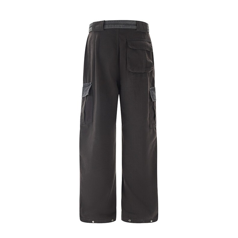 工装阔腿休闲裤美式大口袋宽松直筒裤设计感弯刀长裤子N11122-P68,男装工装外套,星座1008