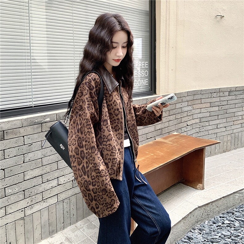 【新品有货】美式复古豹纹外套2C213-908-P160-K238,女装短外套,2C213