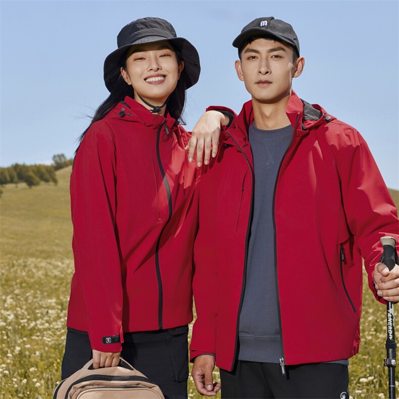 户外秋薄款冲锋衣女三合一可拆卸两件套防风防水登山服装男女同款,女装短外套,衫都服饰